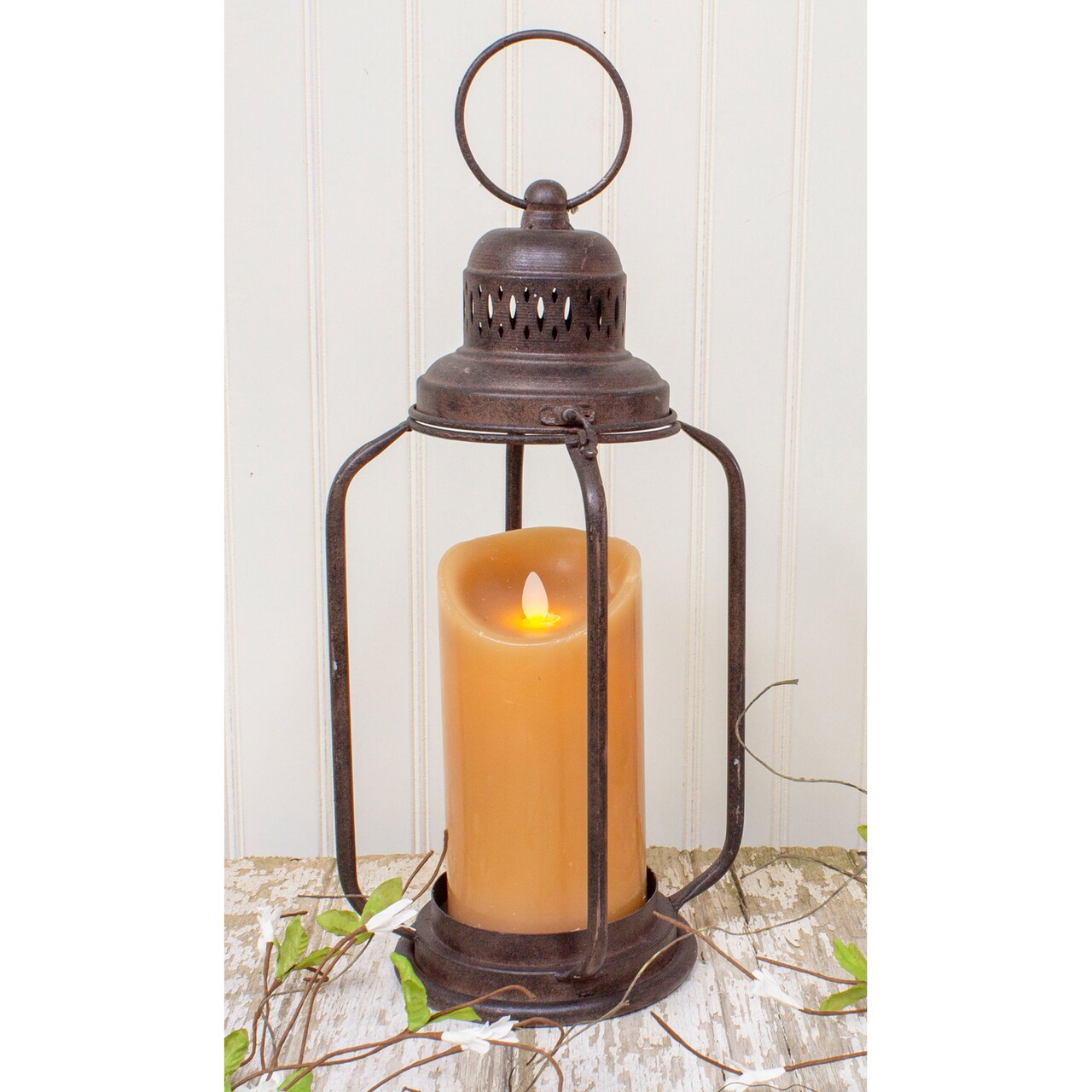 Contemporary Home Living 16" Rustic Brown Metal Pillar Candle Holder